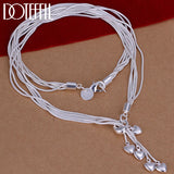 925 Silver 5 Snake Chain Heart Necklace for Woman Wedding Engagement Jewelry