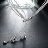 925 Silver Snake Chain Hearts Necklace Wedding Jewelry