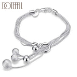 925 Silver Five Snake Chain Bead Bracelet For Women