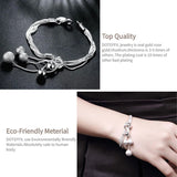 925 Silver Five Snake Chain Bead Bracelet For Women