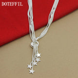 925 Silver Five Snake Chain Star Necklace Wedding Jewelry