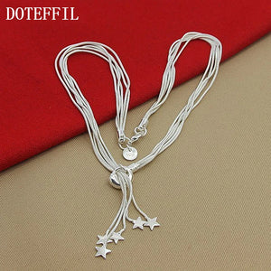 925 Silver Five Snake Chain Star Necklace Wedding Jewelry