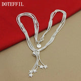925 Silver Five Snake Chain Star Necklace Wedding Jewelry