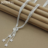 925 Silver Five Snake Chain Star Necklace Wedding Jewelry