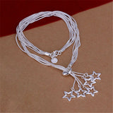 925 Silver Snake Chain Star Pendant Necklace Women Charm Jewelry