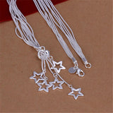 925 Silver Snake Chain Star Pendant Necklace Women Charm Jewelry