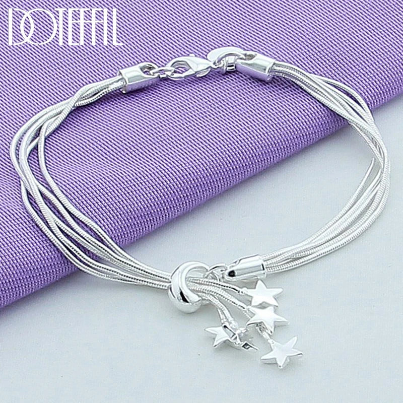 925 Silver Starfish Bracelet for Women Wedding Jewelry
