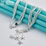 925 Silver Five Snake Chain Starfish Necklace Wedding Engagement Jewelry