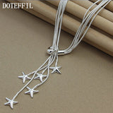 925 Silver Five Snake Chain Starfish Necklace Wedding Engagement Jewelry