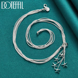 925 Silver Starfish Necklace Five Snake Chain Women Wedding Jewelry