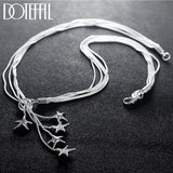 925 Silver Starfish Necklace Five Snake Chain Women Wedding Jewelry