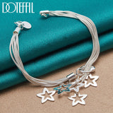925 Silver Five Snake Star Chain Bracelet Charm Jewelry