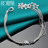925 Silver Five Snake Star Chain Bracelet Charm Jewelry
