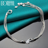 925 Silver Five Heart Snake Chain Bracelet For Women