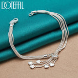 925 Silver Five Heart Snake Chain Bracelet For Women