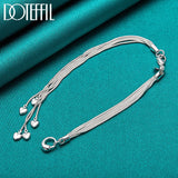 925 Silver Five Heart Snake Chain Bracelet For Women