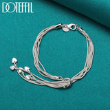 925 Silver Hearts Snake Chain Bracelet Wedding Jewelry
