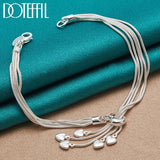 925 Silver Five Heart Snake Chain Bracelet For Women