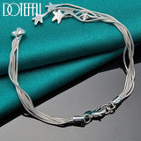 925 Sterling Silver Five Starfish Snake Chain Bracelet For Women