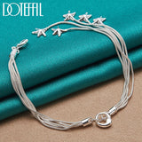 925 Sterling Silver Five Starfish Snake Chain Bracelet For Women