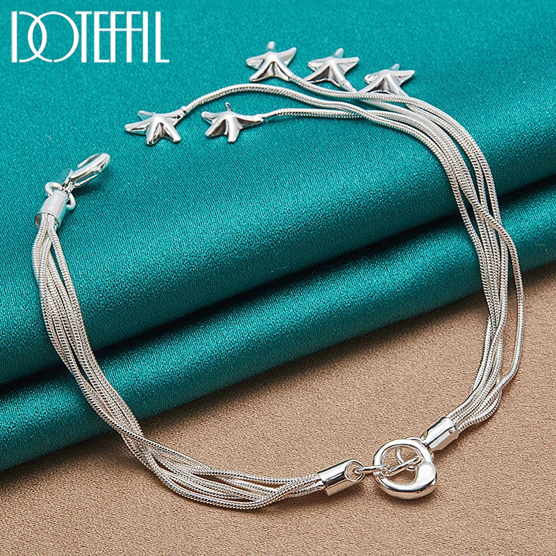 925 Silver Starfish Chain Bracelet Charm Wedding Jewelry