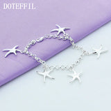 925 Silver Starfish Bracelet Women's Wedding Jewelry