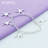 925 Silver Starfish Bracelet Women's Wedding Jewelry