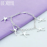 925 Silver Starfish Bracelet Women's Wedding Jewelry