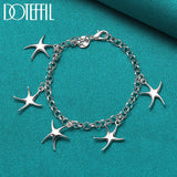 925 Silver Starfish Pendant Bracelet Chain Women's Jewelry