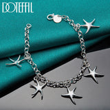 925 Silver Starfish Pendant Bracelet Chain Women's Jewelry