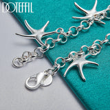 925 Silver Starfish Pendant Bracelet Chain Women's Jewelry