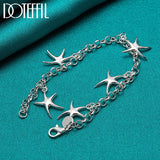 925 Silver Starfish Pendant Bracelet Chain Women's Jewelry