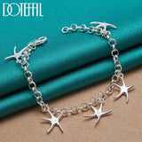 925 Silver Starfish Pendant Bracelet Chain Women's Jewelry