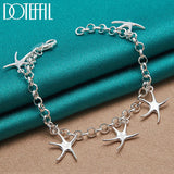 925 Silver Starfish Pendant Bracelet Chain Women's Jewelry