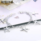 925 Silver Starfish Pendant Bracelet Charm Jewelry