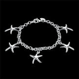 925 Silver Starfish Pendant Bracelet Charm Jewelry