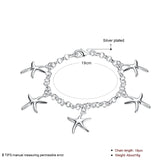 925 Silver Starfish Pendant Bracelet Charm Jewelry