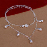 925 Silver Water Droplets Pendant Necklace For Women