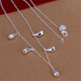 925 Silver Water Droplets Pendant Necklace For Women