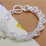 925 Silver Flash Twist Ring Bracelet For Women Wedding Engagement Party Jewelry