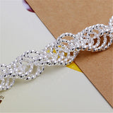 925 Silver Flash Twist Ring Bracelet For Women Wedding Engagement Party Jewelry