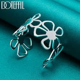 925 Silver Flower Bangle Bracelet Wedding Charm Jewelry