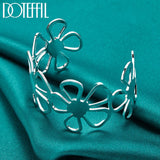 925 Silver Flower Bangle Bracelet Wedding Charm Jewelry