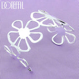 925 Silver Flower Bangle Bracelet Wedding Charm Jewelry