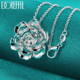 925 Silver Flower Pendant Necklace 16-30" Snake Chain for Women