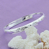 925 Silver Flower Rose Cuff Bangle Bracelet Wedding Engagement