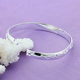 925 Silver Flower Rose Cuff Bangle Bracelet Wedding Engagement