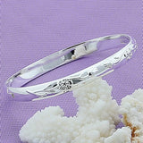 925 Silver Rose Cuff Bangle Bracelet Wedding Gift