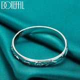 925 Silver Rose Cuff Bangle Bracelet Women Wedding Engagement Jewelry