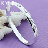 925 Silver Rose Cuff Bangle Bracelet Wedding Gift